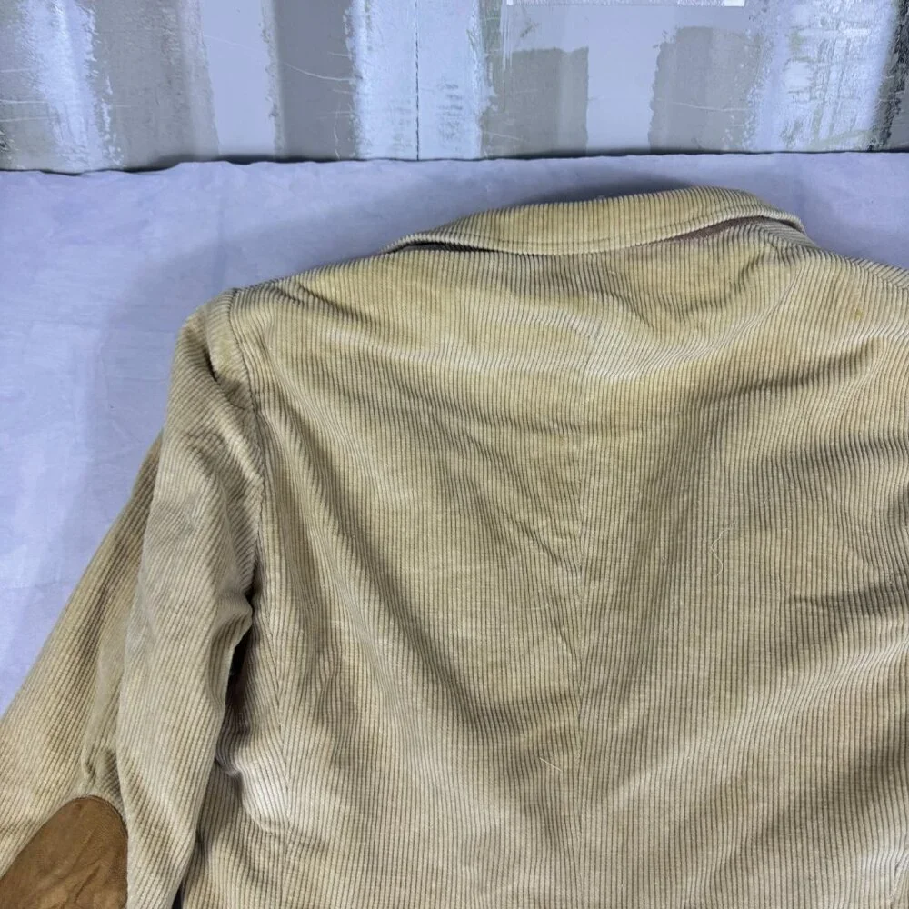 Vtg Brad Whitney‎ Men's Corduroy Blazer Beige Elbow Patch Lined Single Breasted